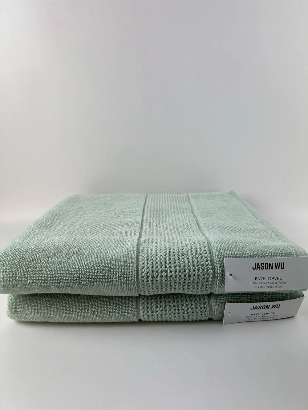 Jason Wu Bath Towel Set Sage Green Soft Cotton Made in Turkey 8 Pc Set NEW